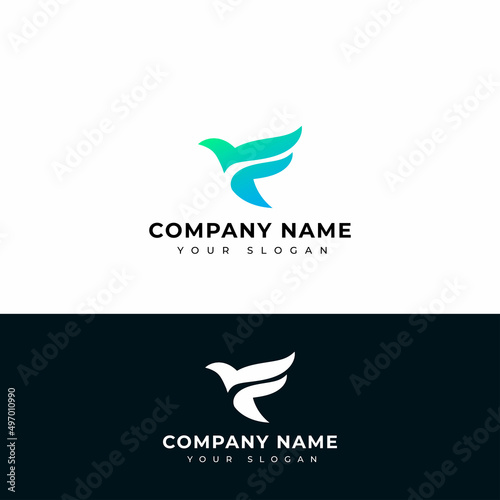 Letter F bird logo vector design
