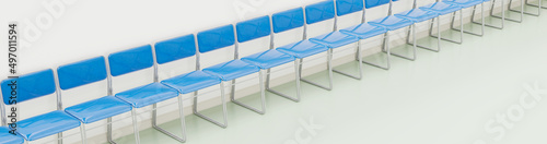 3d render, 3d illustration. Empty room or office with waiting chairs.
