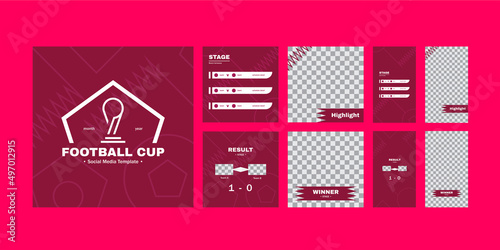 Football Cup Social Media Kit - Editable world cup social media template for match result, score, schedule, highlight in square and 16:9 ratio