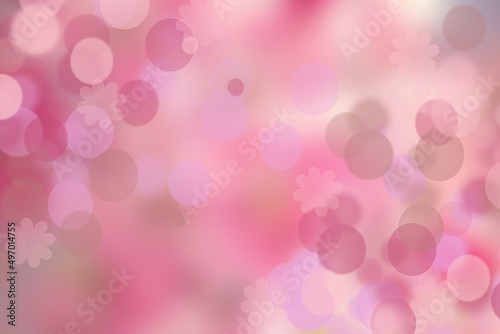 Abstract blurred vivid spring summer light delicate pastel pink bokeh background texture with bright soft color cherry blossoms and flowers. Card concept. Beautiful backdrop illustration. Mothers day.