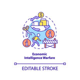 Economic intelligence warfare concept icon. Subarea of information warfare abstract idea thin line illustration. Isolated outline drawing. Editable stroke. Arial, Myriad Pro-Bold fonts used