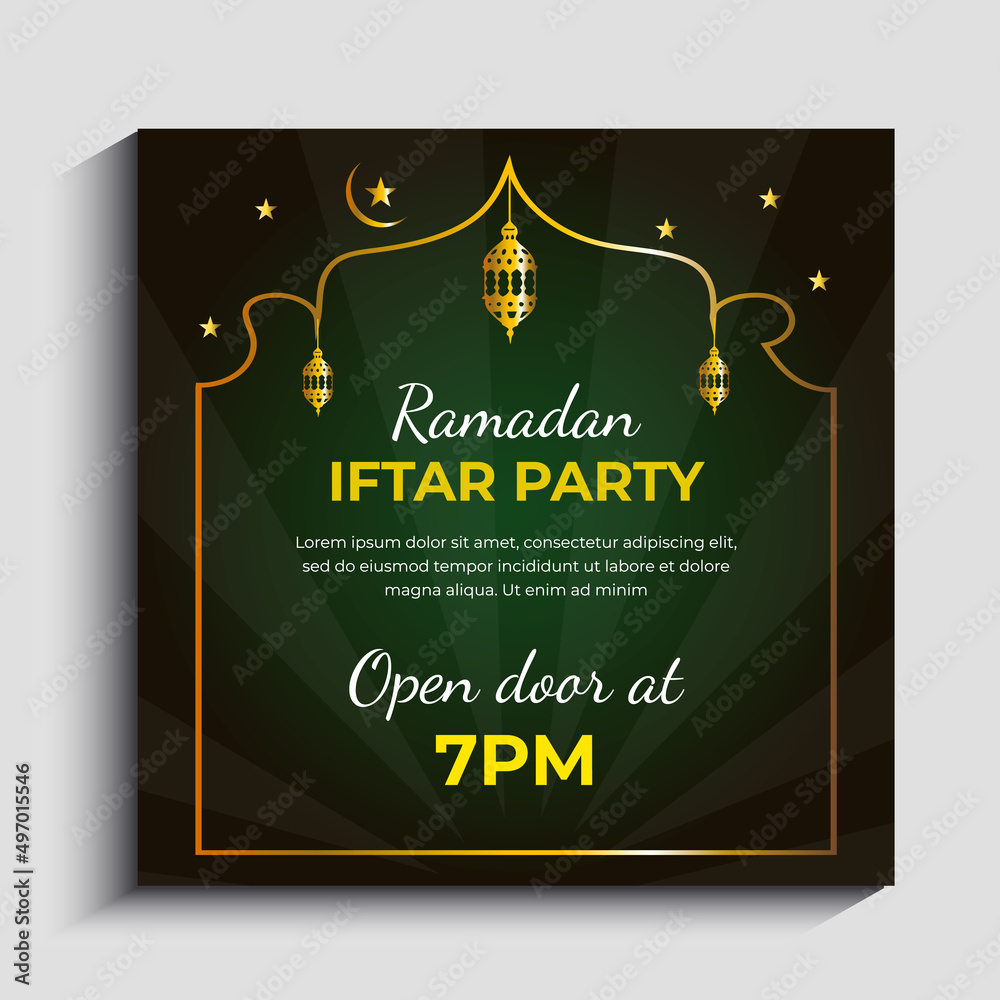 Ramadan Iftar party invitation social media post template design Ramadan Iftar party invitation social media post template design
