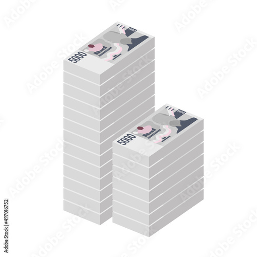 Czech Koruna Vector Illustration. Czech Republic money set bundle banknotes. Paper money 5000 CZK. Flat style. Isolated on white background. Simple minimal design.