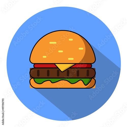 Flat burger icon with shadow