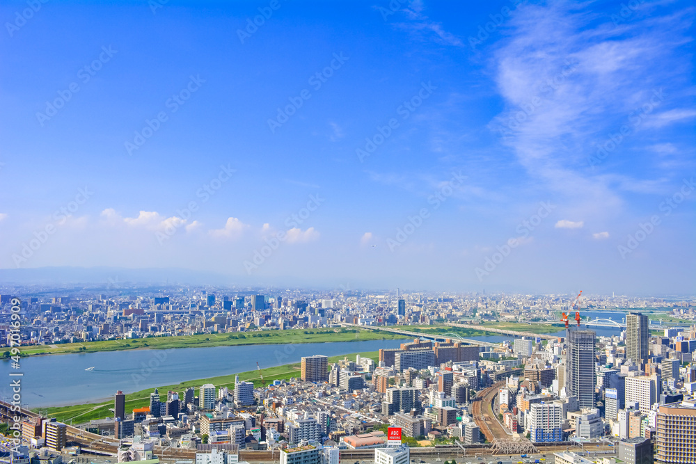 View of Osaka city from Umeda sky building/Kuchu teien observatory, Japan View of Osaka city from Umeda sky building/Kuchu teien observatory, Japan