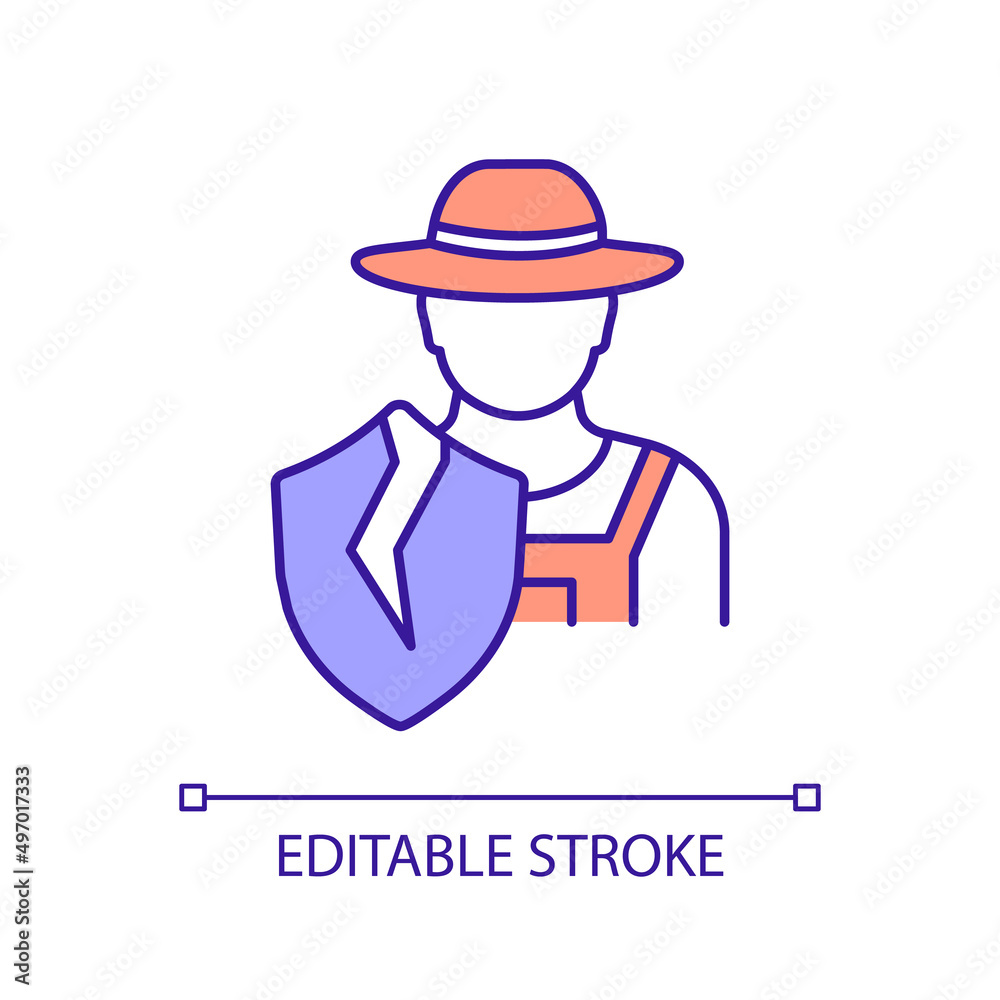 Lack health insurance in rural areas RGB color icon. Barriers for small town resident to access healthcare. Isolated vector illustration. Simple filled line drawing. Editable stroke. Arial font used