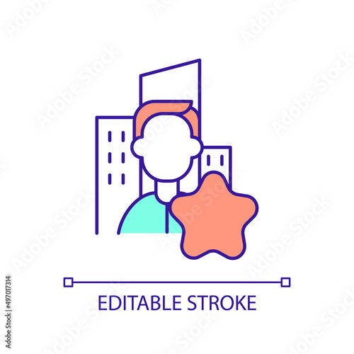 Living in big city advantage RGB color icon. Citizenship status. Member of community. Benefit program. Isolated vector illustration. Simple filled line drawing. Editable stroke. Arial font used