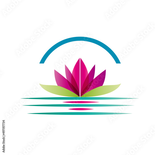Water lily on a pond. Abstract logo for spa, beauty center and farmhouse. Vector pattern