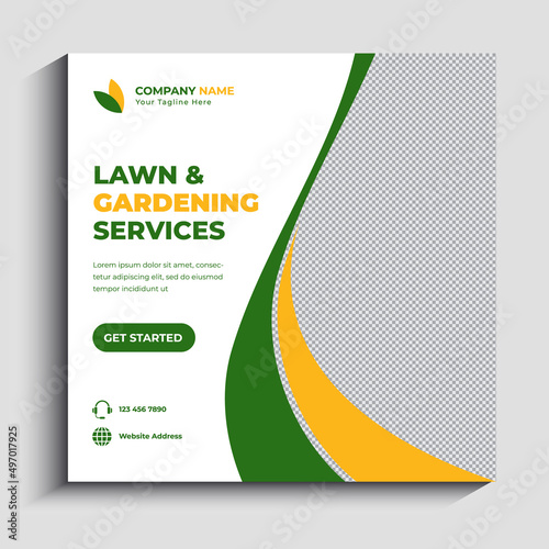 Lawn or gardening services social media post template