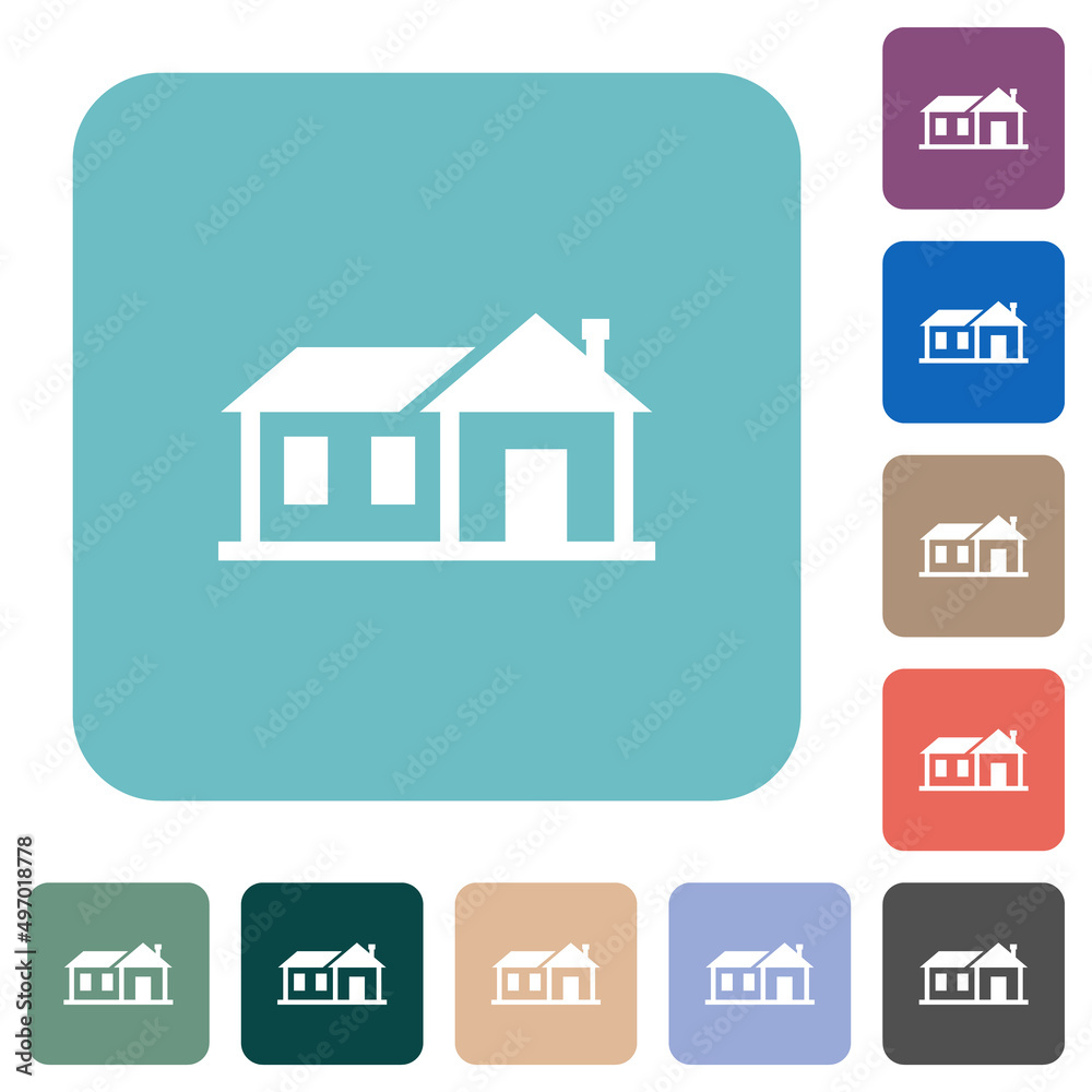 Family house rounded square flat icons Family house rounded square flat icons