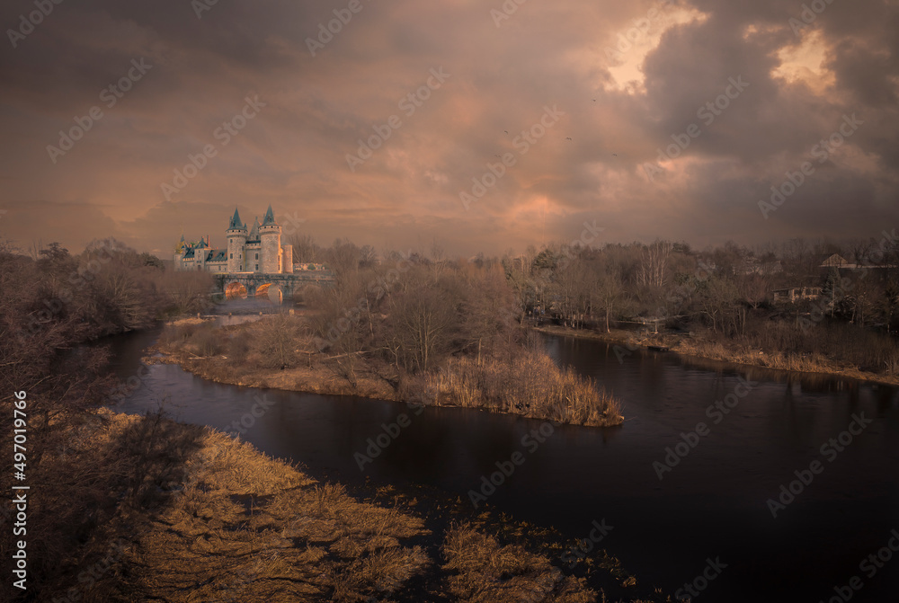 Landscape during sunset with the river in the lead role.