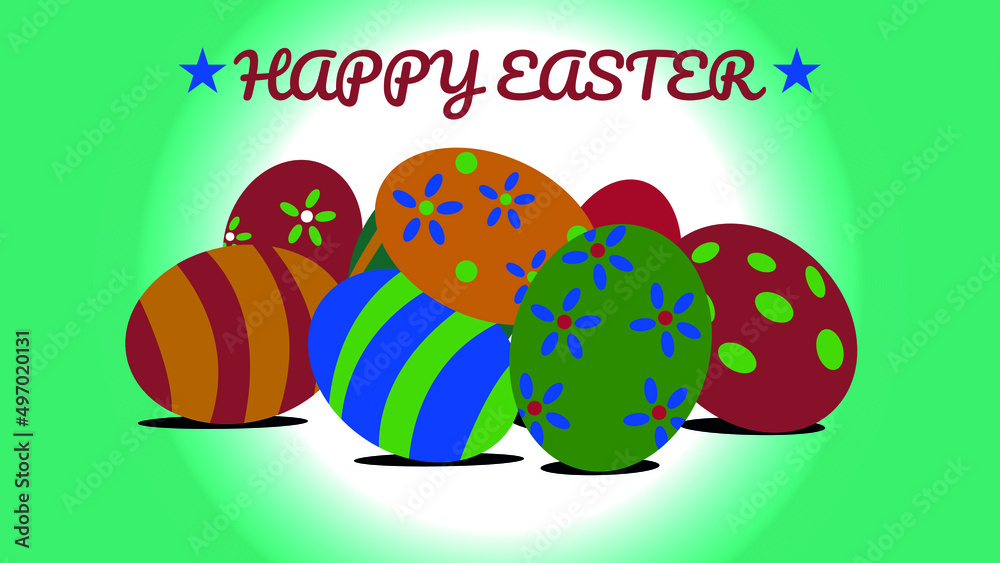 Group of Easter eggs of different colors with shapes Group of Easter eggs of different colors with shapes