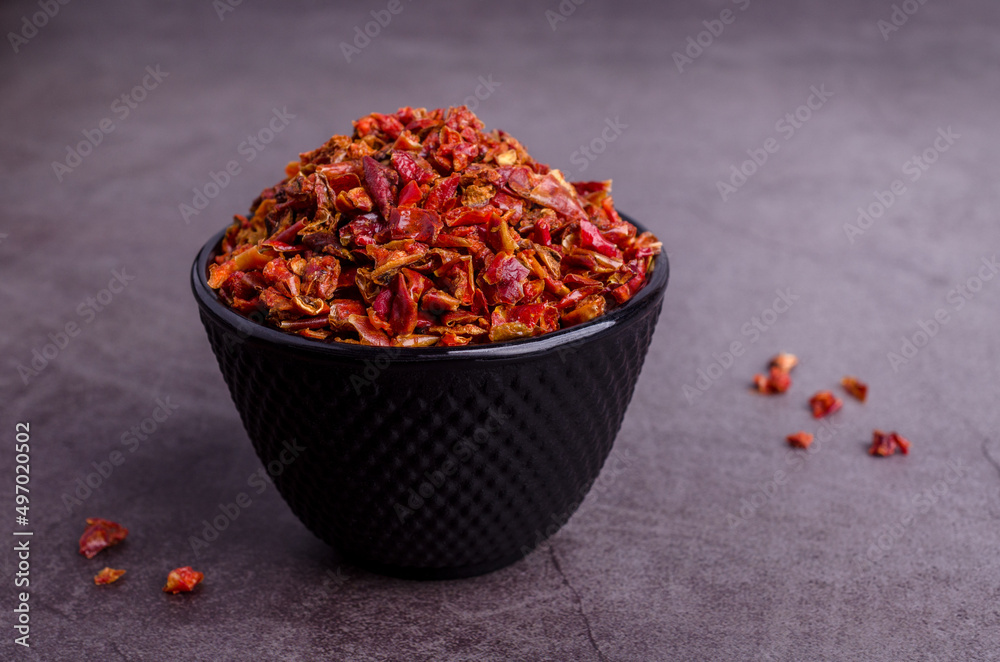 Slices of dry red pepper