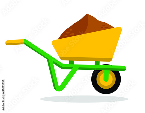 wheelbarrow simple on white background, vector illustration 