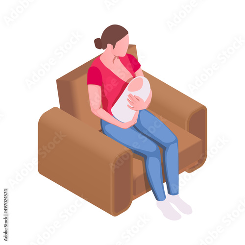 Isometric Breastfeeding Illustration
