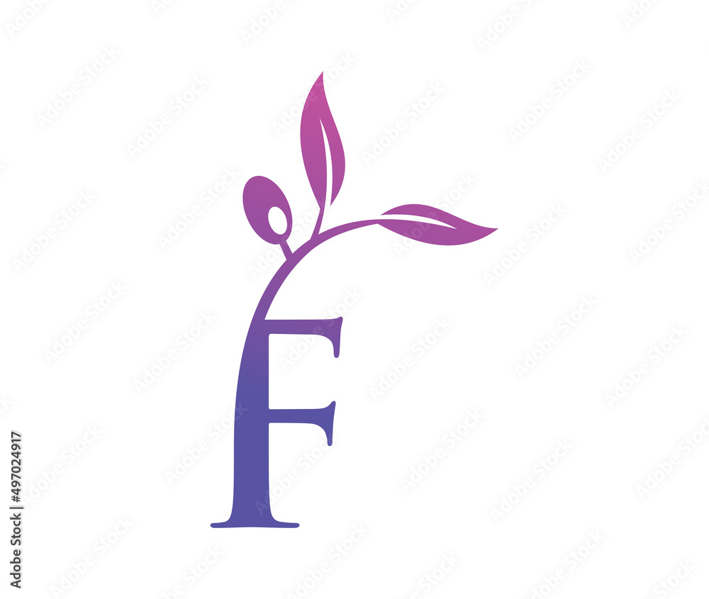 Grape Vine Monogram Logo Letter F
