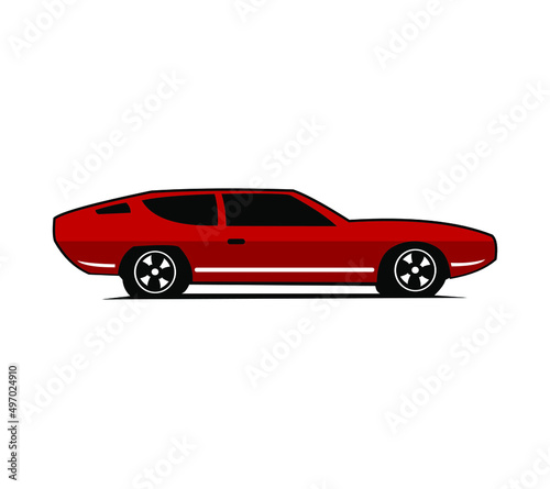 American 70s customized muscle car. Vector EPS10 isolated  separated layers  quick repaint