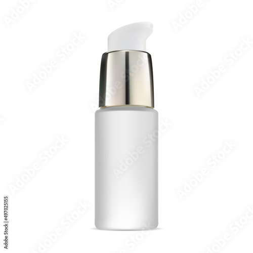 Cosmetic serum pump bottle mockup. Essence container package, airless cream dispenser, liquid makeup. Face makeup foundation packaging blank. Liquid moisturizer lotion vial