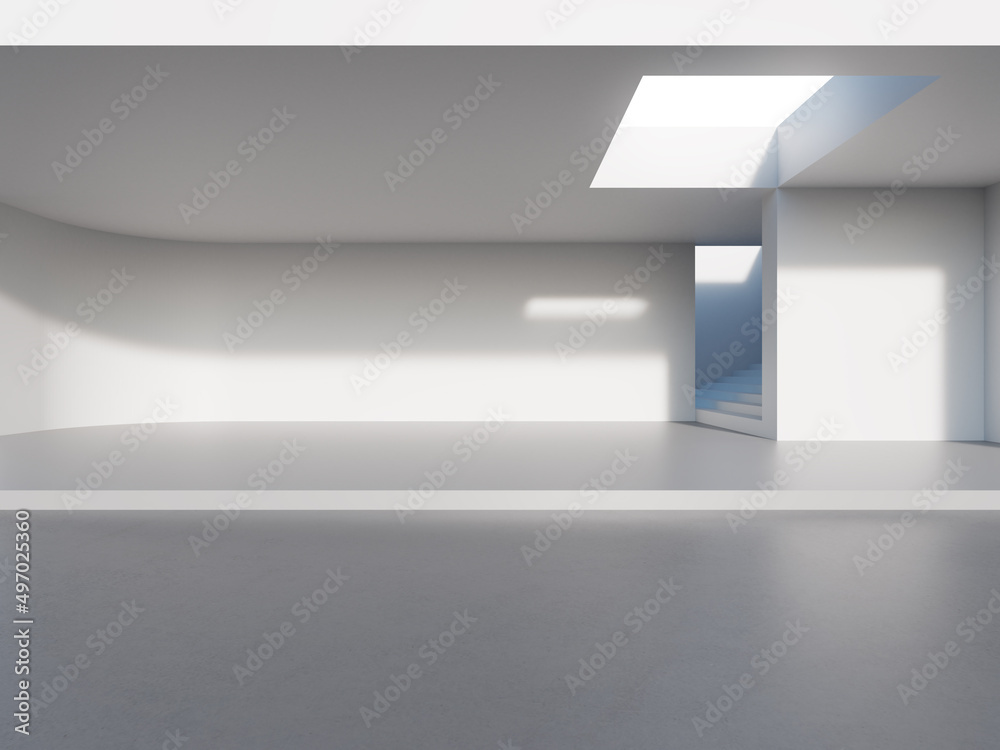 3d rendering of empty concrete space with light and shadow on the wall. Contemporary architecture design. 3d rendering of empty concrete space with light and shadow on the wall. Contemporary architecture design.
