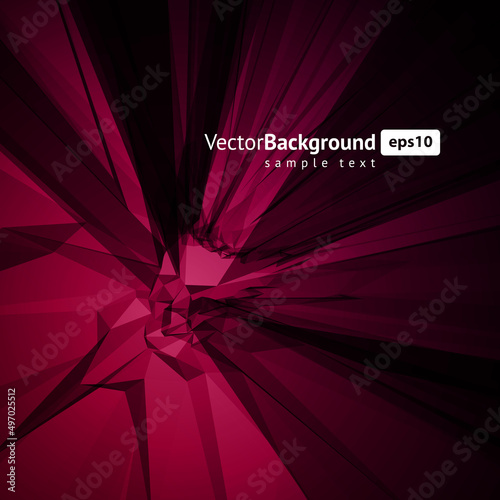 Realistic dark red gradient cracked gem crystal damaged glossy texture background vector illustration. Abstract glass messy sharp structure quartz polygonal geometric form broken formation design