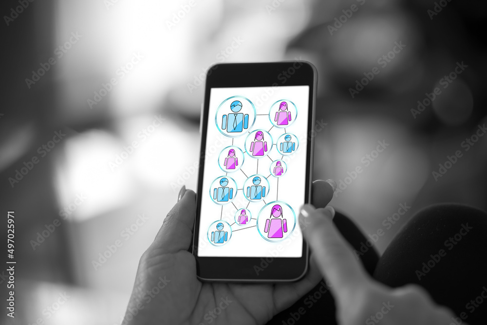 Fototapeta premium Social network concept on a smartphone