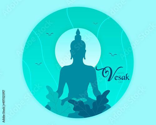 Happy Vesak Day Vector Flat