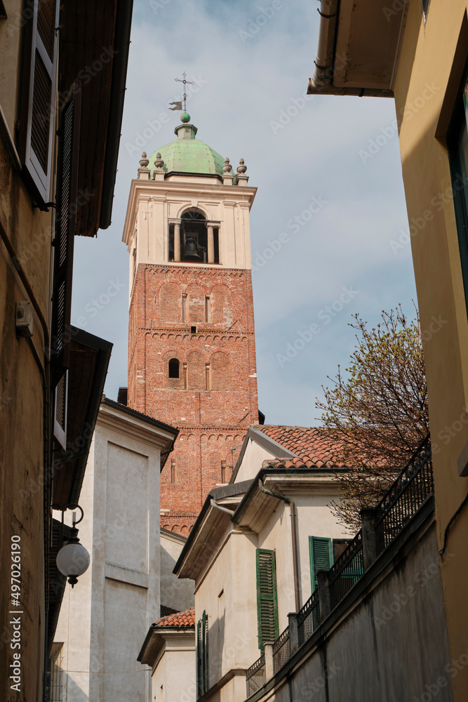 Fototapeta premium historic buildings and architectural elemen in the city of Novara - Italy Piedmont.