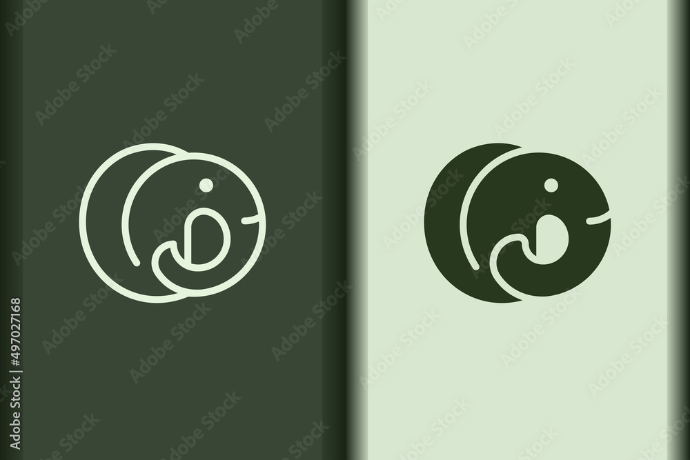 Vector of elephant logo design linear and silhouette icon minimal style ...