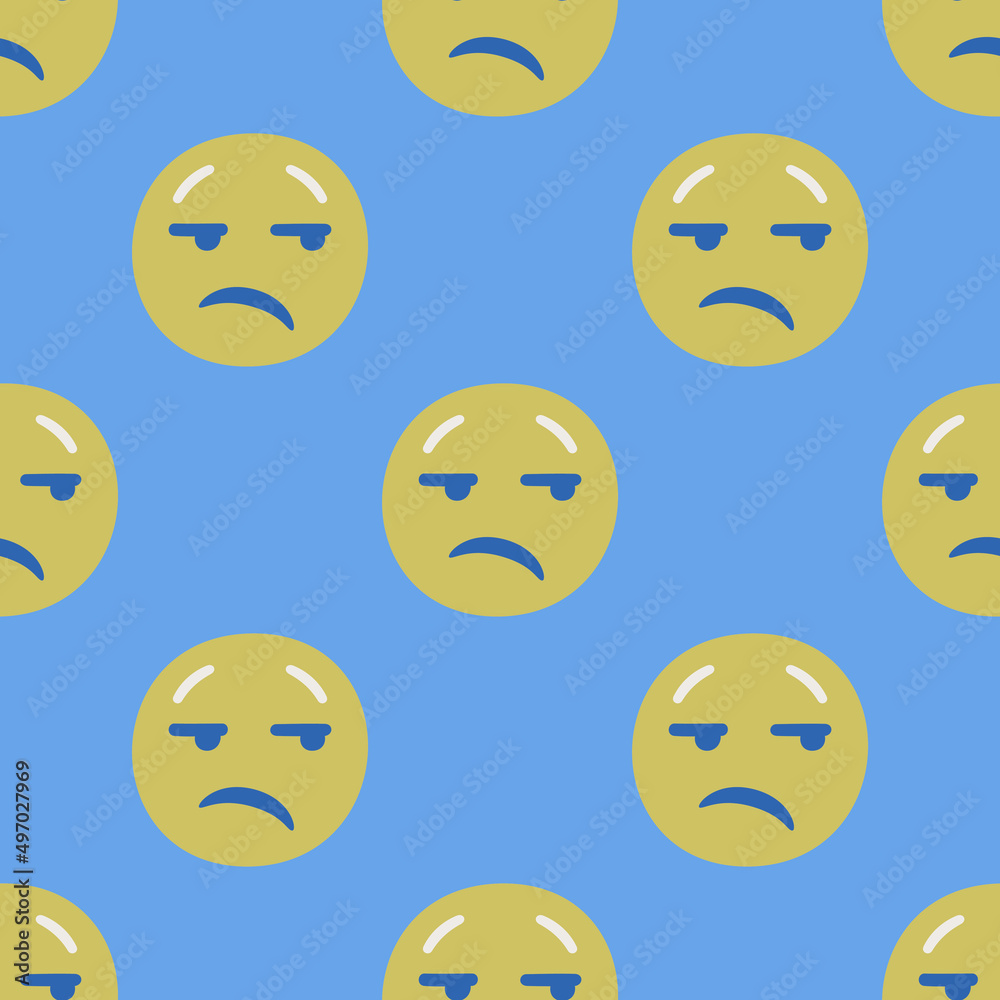 Fototapeta premium Seamless vector facial expression pattern. Repeat chat smiles background for fabric, textile, wrapping, cover etc.