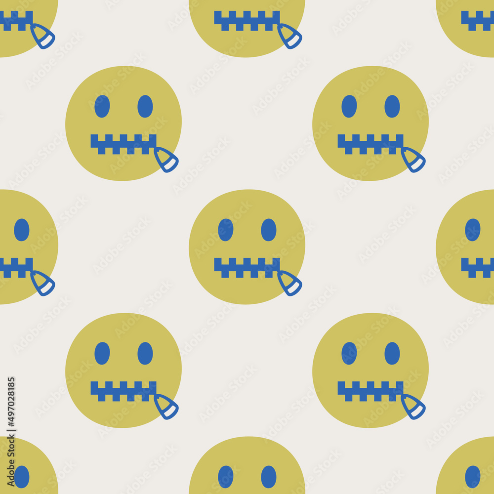Seamless vector facial expression pattern. Repeat chat smiles background for fabric, textile, wrapping, cover etc.