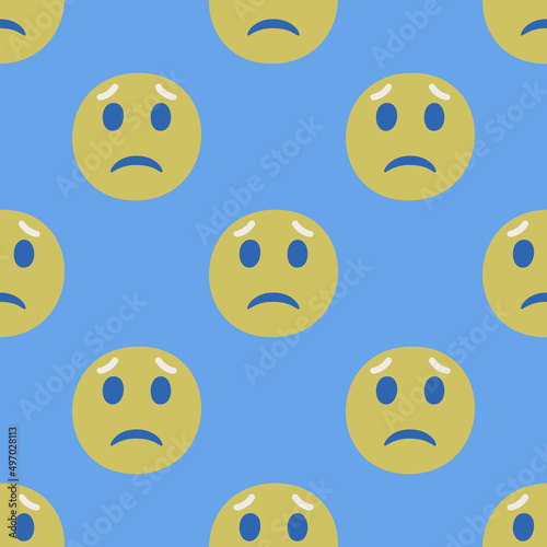 Seamless vector facial expression pattern. Repeat chat smiles background for fabric, textile, wrapping, cover etc.