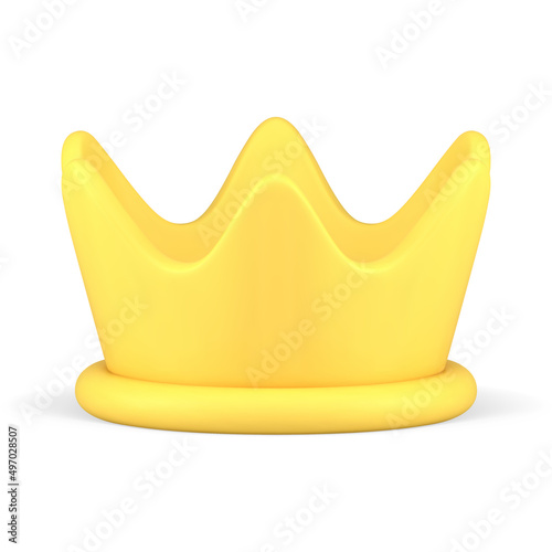 Yellow luxury glossy crown realistic 3d icon isometric vector illustration