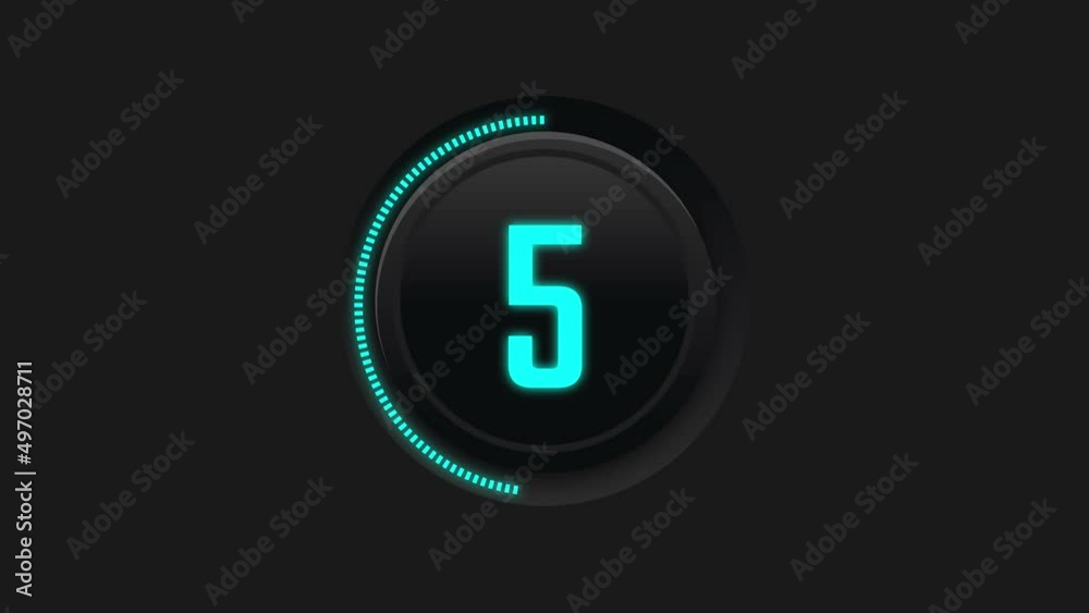 Modern countdown timer 10 to 1 on a black background, futuristic design