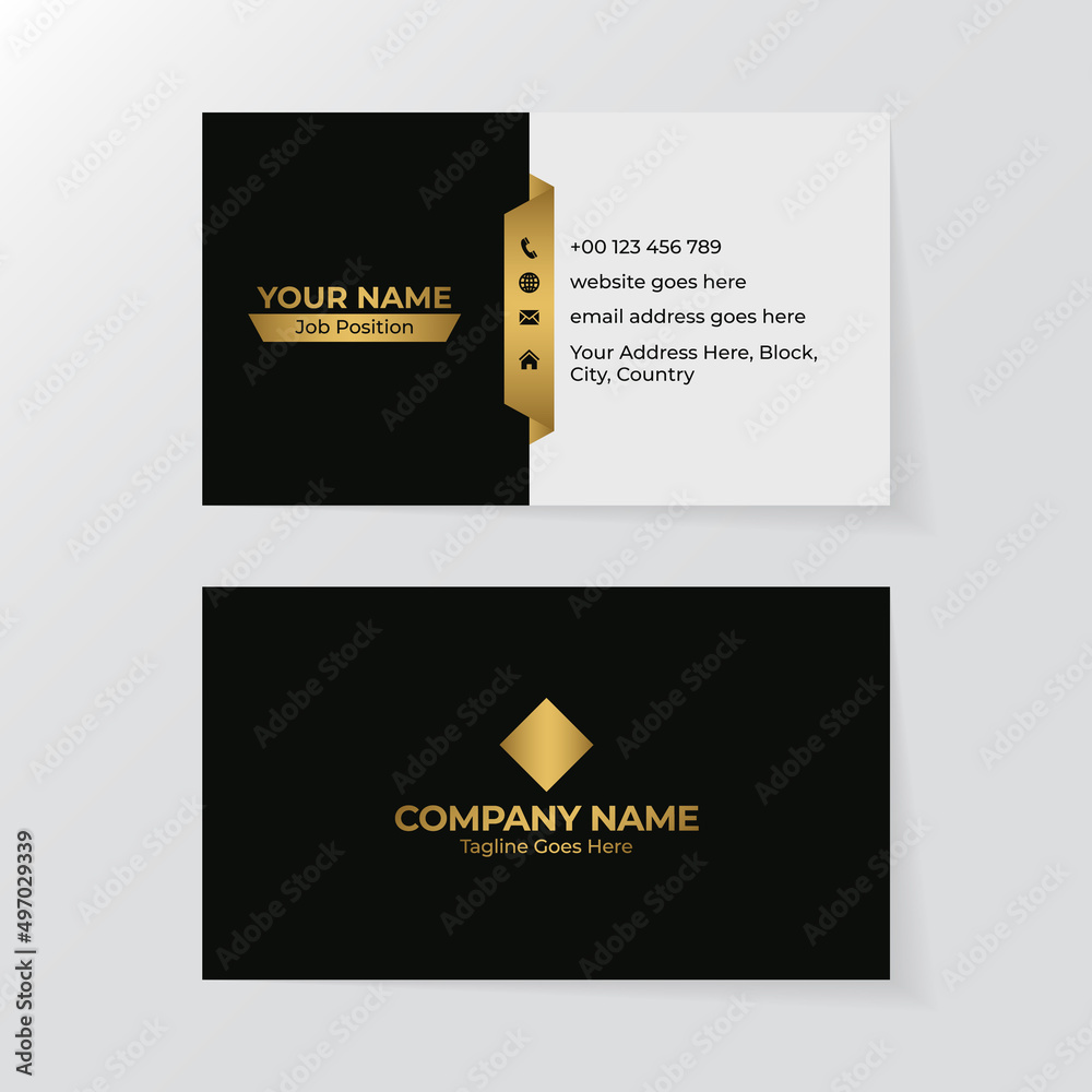 Black and Golden Business Card Template, Luxury Elegant Visiting Card Design Black and Golden Business Card Template, Luxury Elegant Visiting Card Design