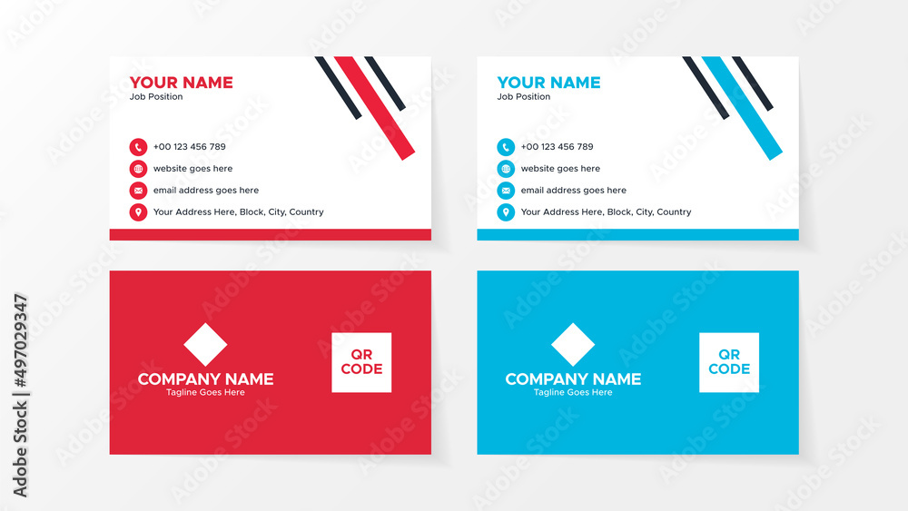 Red and White Business Card, Creative Professional Modern Visiting Card Design Template