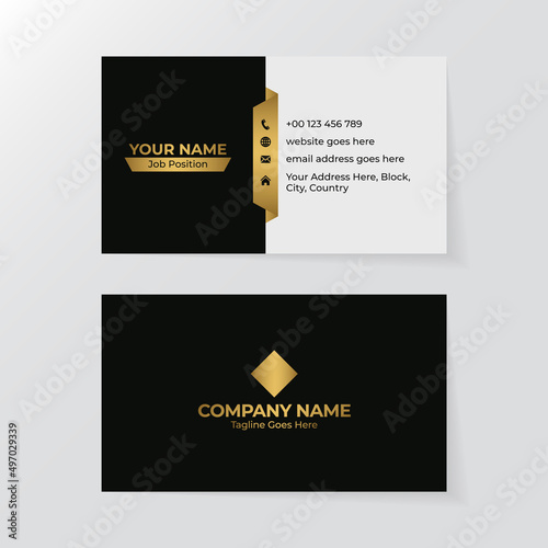 Black and Golden Business Card Template, Luxury Elegant Visiting Card Design