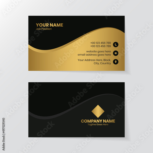 Black and Golden Business Card Design, Luxury Elegant Visiting Card Template