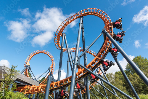 Ferris wheel and roller coaster, France