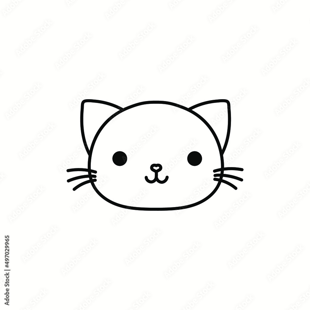 Cute vector cat doodle black and white illustration Cute vector cat doodle black and white illustration
