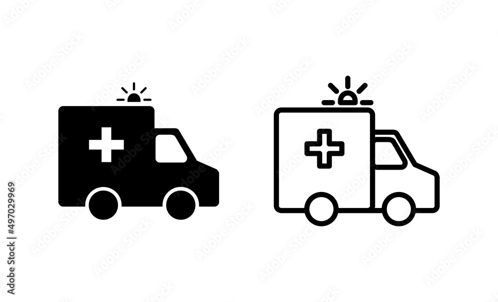 Ambulance icon vector. ambulance truck sign and symbol. ambulance car