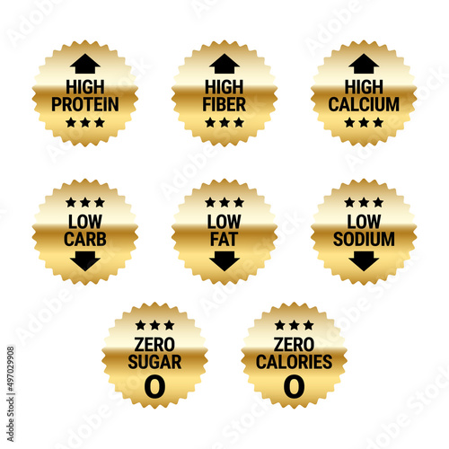 Nutritional information vector icons set for product label or advertising