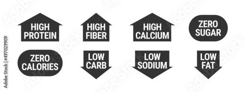 Nutritional information vector icons set for product label or advertising