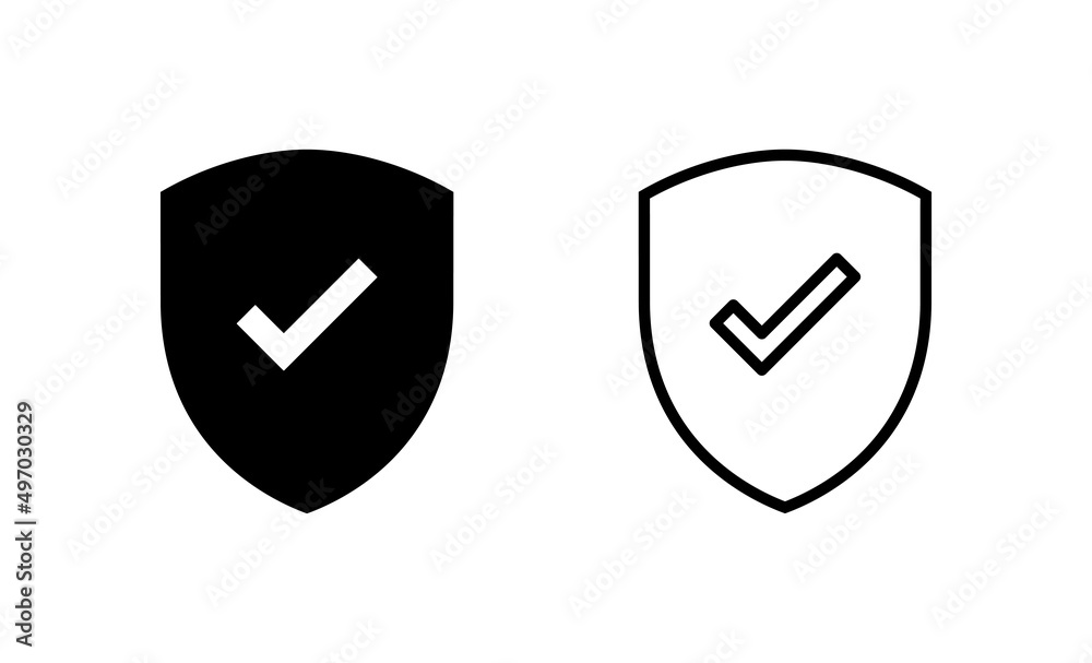 Shield check mark icon vector. Protection approve sign. Insurance icon Shield check mark icon vector. Protection approve sign. Insurance icon