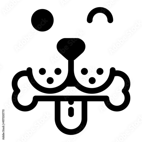 Dog With A Bone In Its Mouth Flat Icon Isolated On White Background