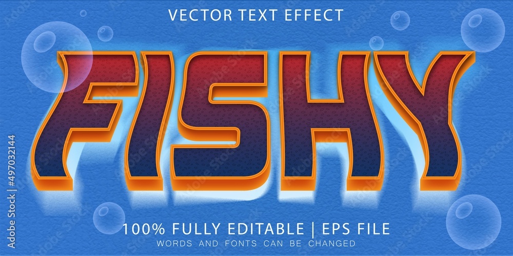 Fishy Red Retro Text effect - obrazy, fototapety, plakaty 