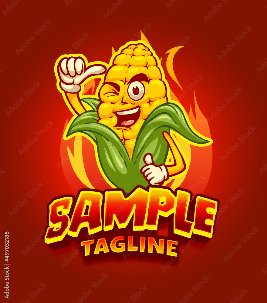 roasted corn mascot cartoon character