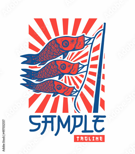 kite festival mascot japanese retro style