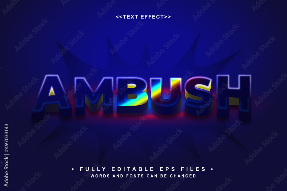 Obraz premium editable dark gradient ambush text effect perfect for gaming developer marketing tools.typhography logo