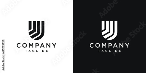 Creative Letter U Monogram Logo Design Icon Template White and Black Background