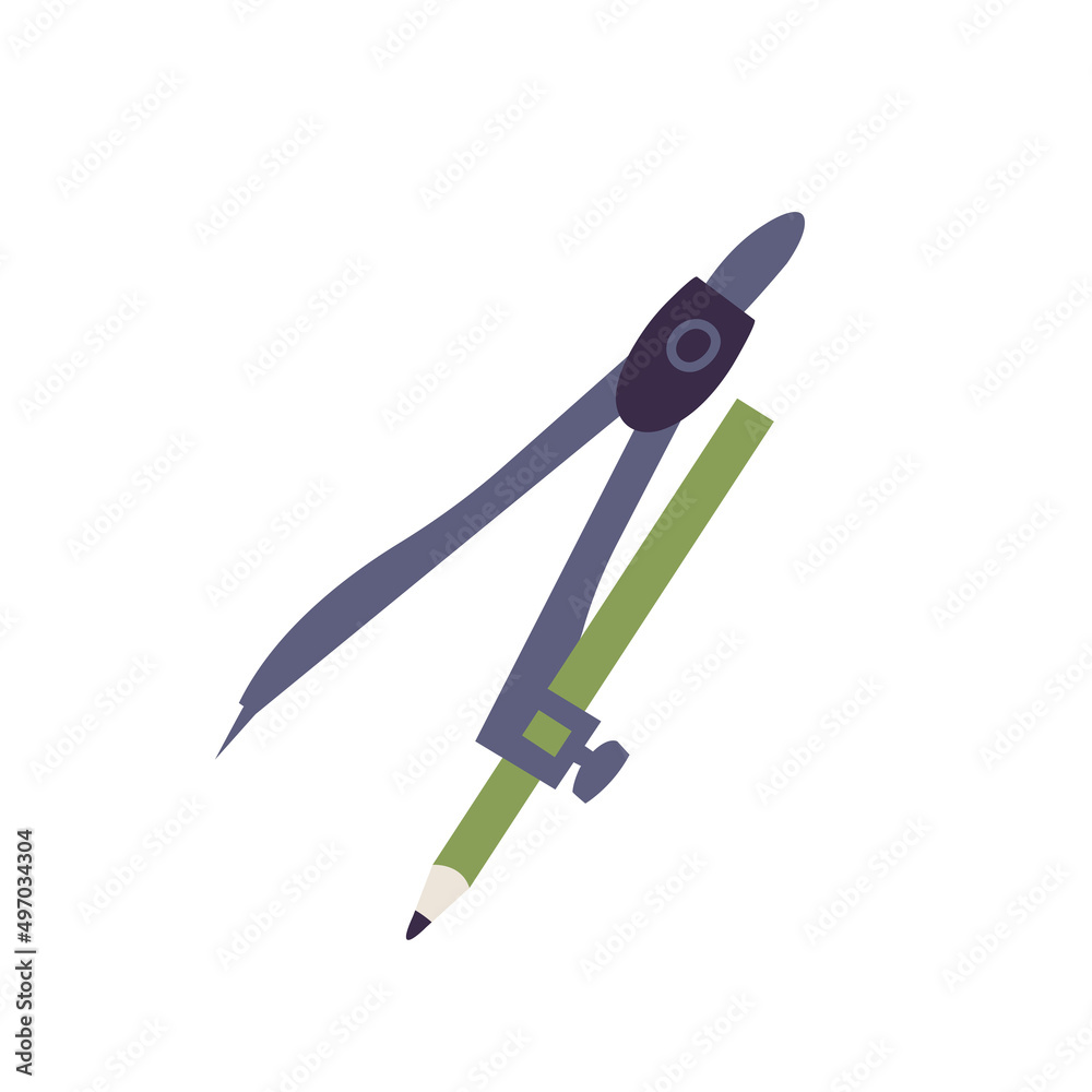 Vector Illustration compass with pencil isolated on a white background.
